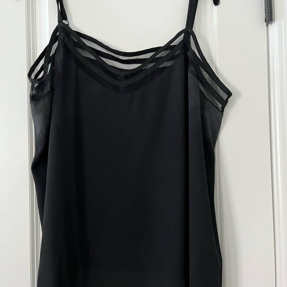Torrid size 2 black cami with sheer border.